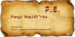 Panyi Boglárka névjegykártya